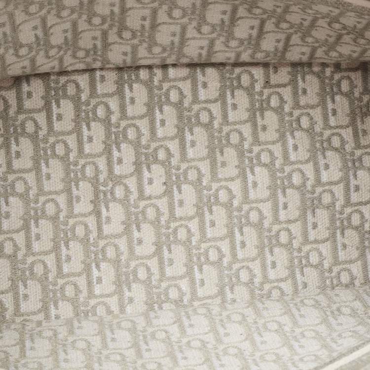 Pre Owned Dior Grey Oblique Embroidered Canvas Large Book Tote