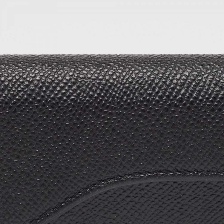 Pre Owned Dior Black Leather Saddle Flap Card Case