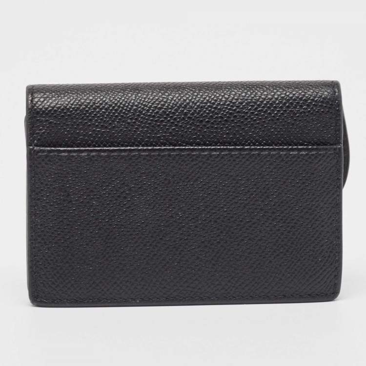 Pre Owned Dior Black Leather Saddle Flap Card Case