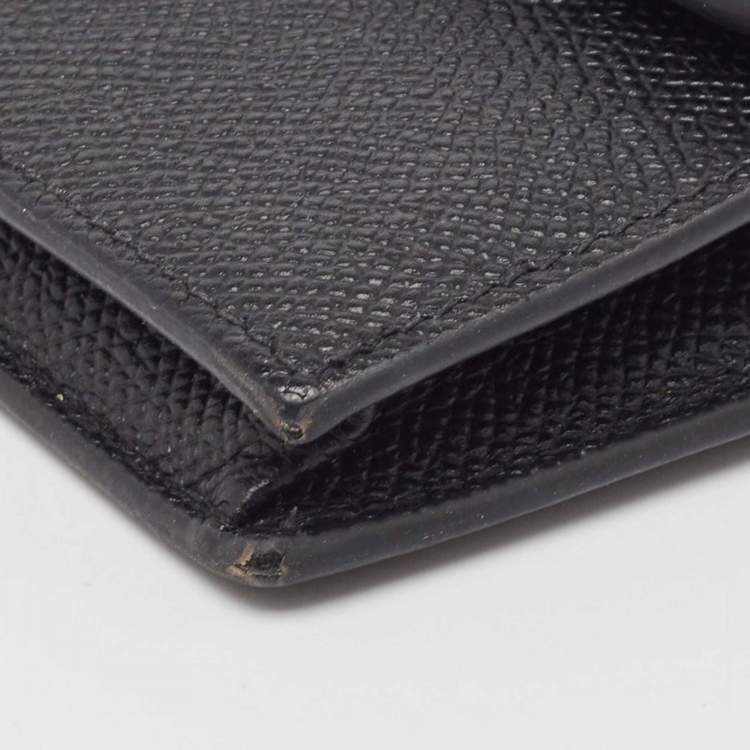 Pre Owned Dior Black Leather Saddle Flap Card Case