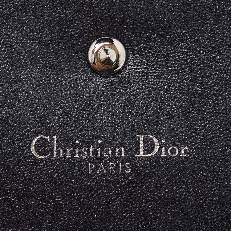 Pre Owned Dior Blue Crinkled Leather Diorama Trifold Wallet