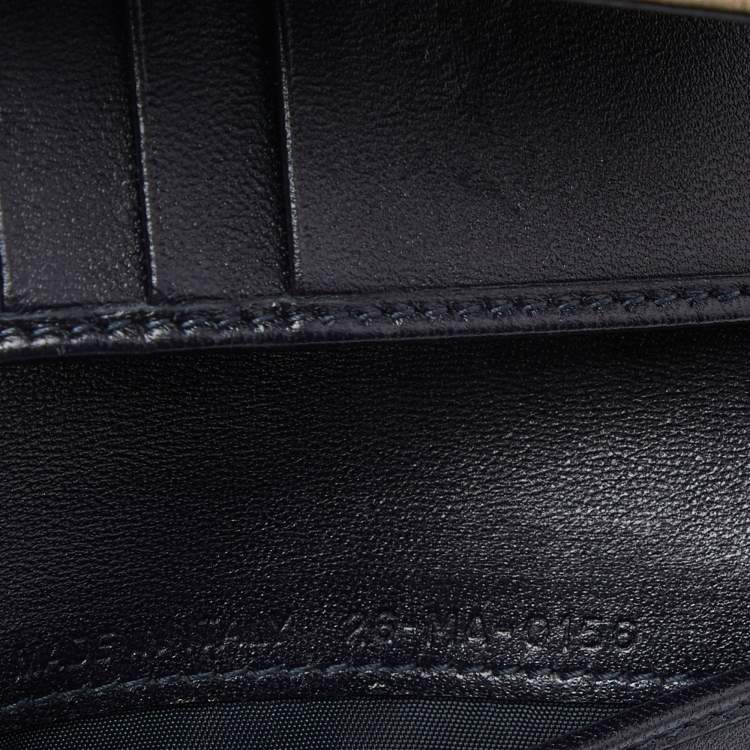 Pre Owned Dior Blue Crinkled Leather Diorama Trifold Wallet