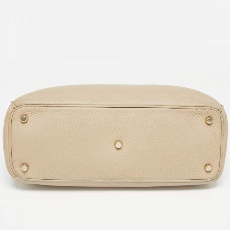 Pre Owned Dior Beige Leather Medium Diorissimo Shopper Tote