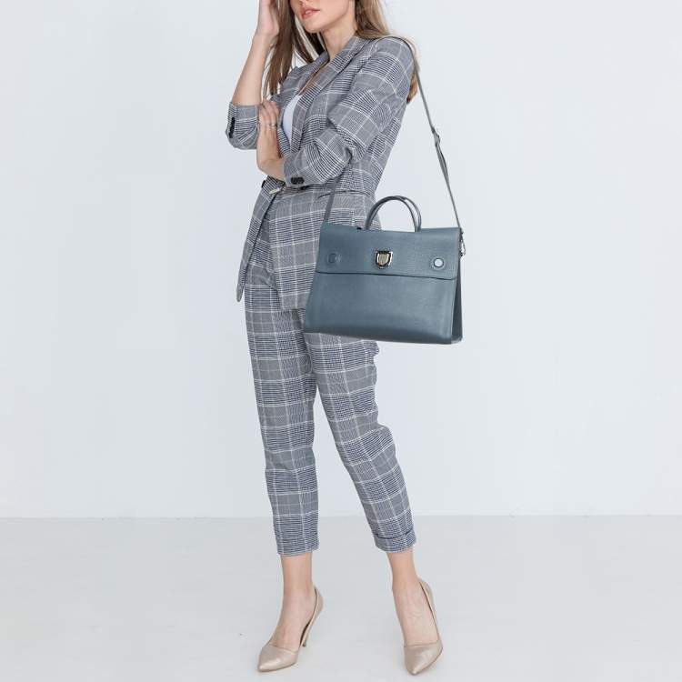 Pre Owned Dior Grey Leather Large Diorever Top Handle Bag