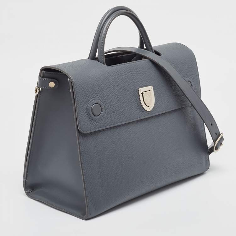 Pre Owned Dior Grey Leather Large Diorever Top Handle Bag