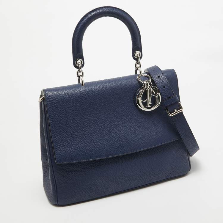 Pre Owned Dior Navy Blue Leather Medium Be Dior Flap Bag