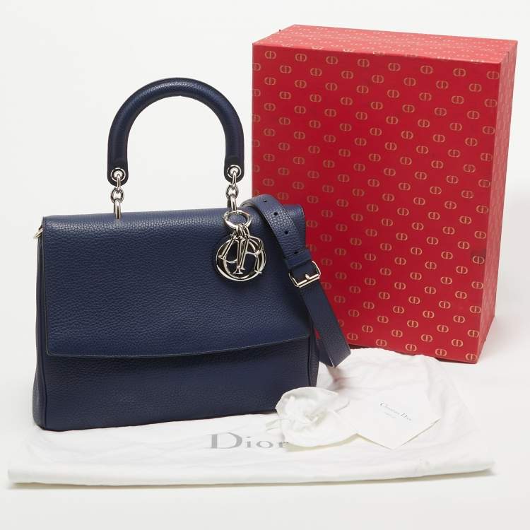 Pre Owned Dior Navy Blue Leather Medium Be Dior Flap Bag