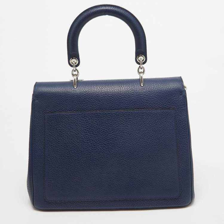 Pre Owned Dior Navy Blue Leather Medium Be Dior Flap Bag