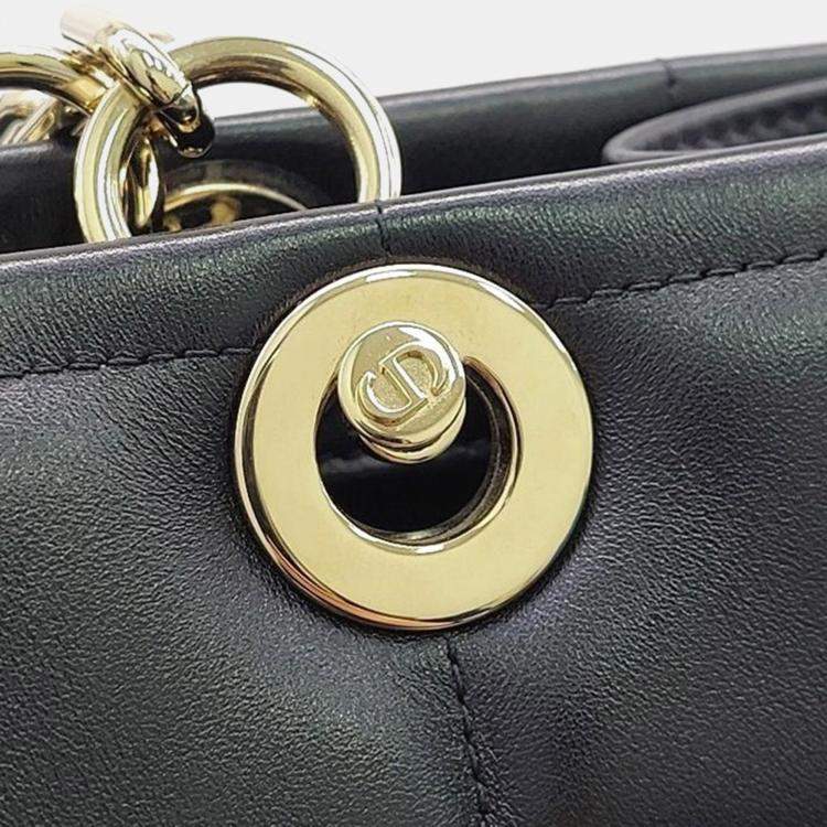 Pre Owned Christian Dior Black Leather Essential Medium Tote Bag