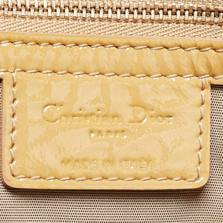مملوكة مسبقًا Dior Yellow Cannage Patent Leather Large Soft Lady Dior Shopper Tote