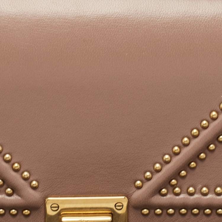 Pre Owned Dior Pink Leather Studded Diorama Wallet on Chain