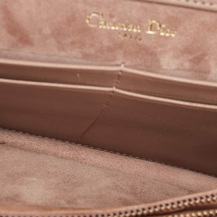 Pre Owned Dior Pink Leather Studded Diorama Wallet on Chain