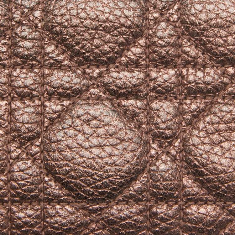 Pre Owned Dior Bronze Cannage Leather Lady Dior Flap Card Case