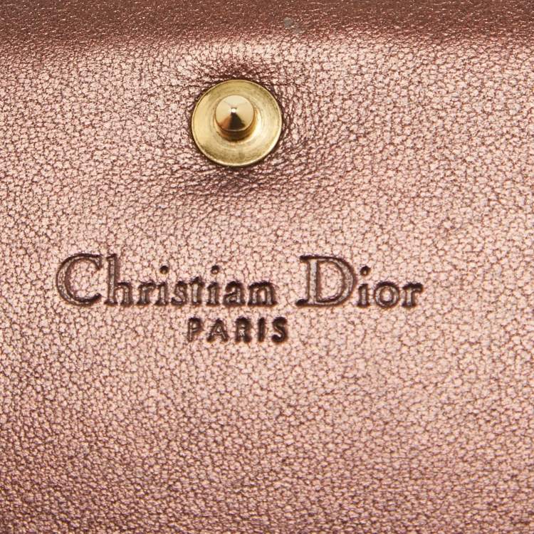 Pre Owned Dior Bronze Cannage Leather Lady Dior Flap Card Case