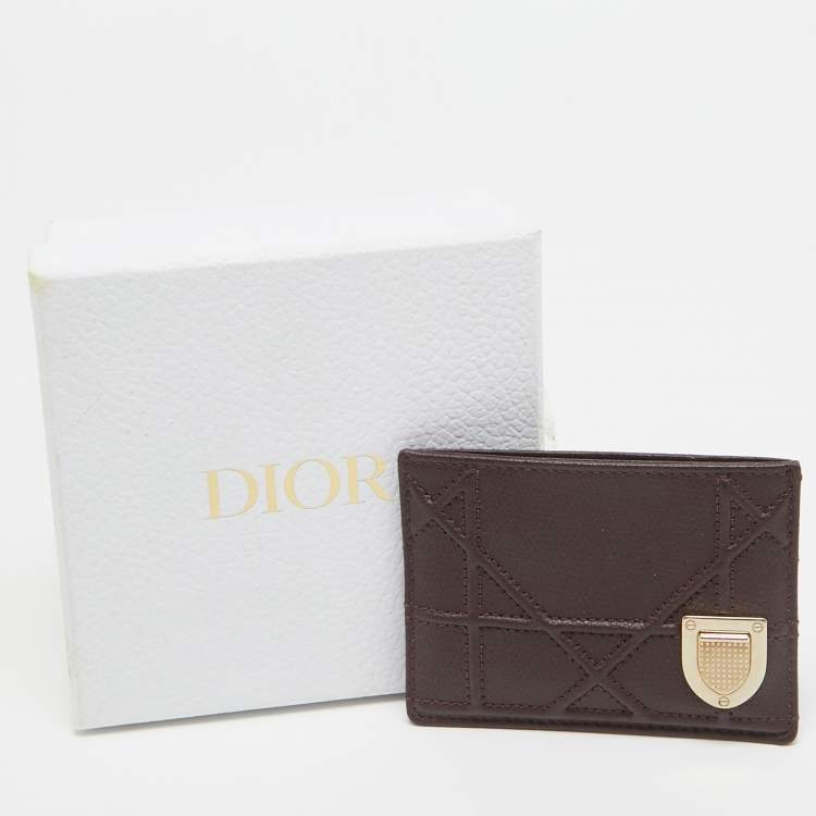 Pre Owned Dior Burgundy Leather Diorama Card Holder