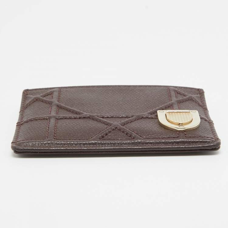 Pre Owned Dior Burgundy Leather Diorama Card Holder