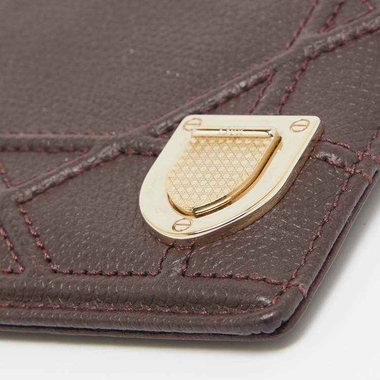 Pre Owned Dior Burgundy Leather Diorama Card Holder