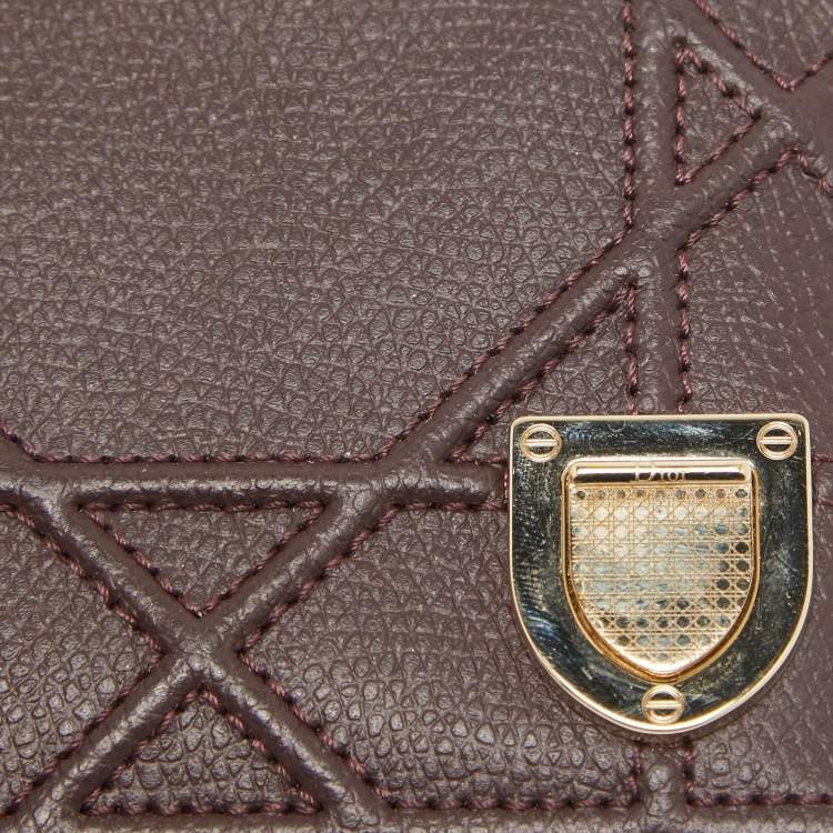 Pre Owned Dior Burgundy Leather Diorama Card Holder