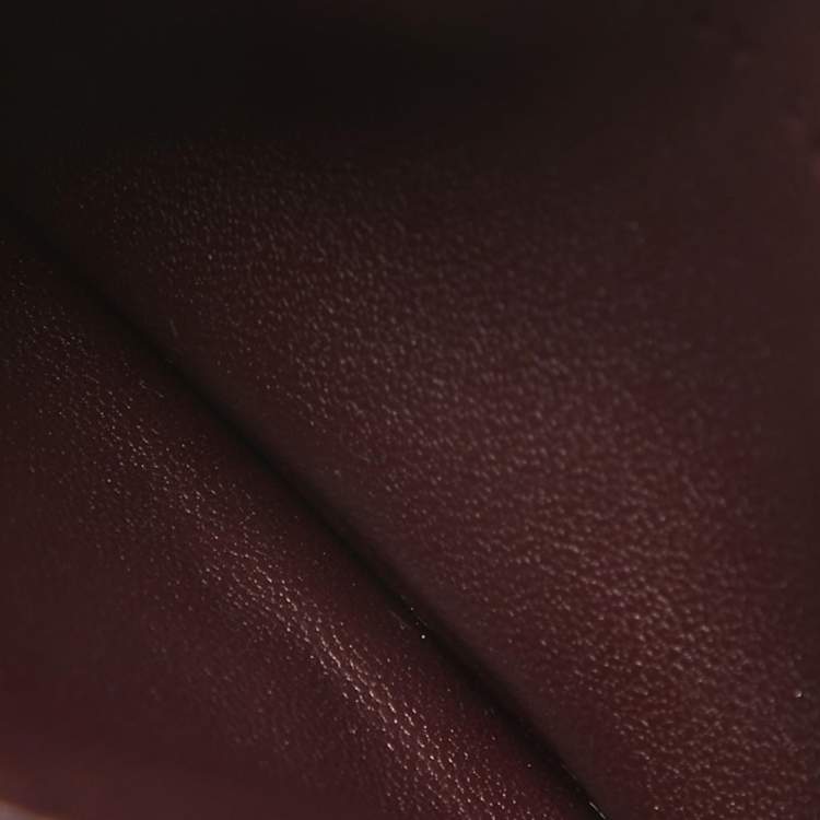Pre Owned Dior Burgundy Leather Diorama Card Holder
