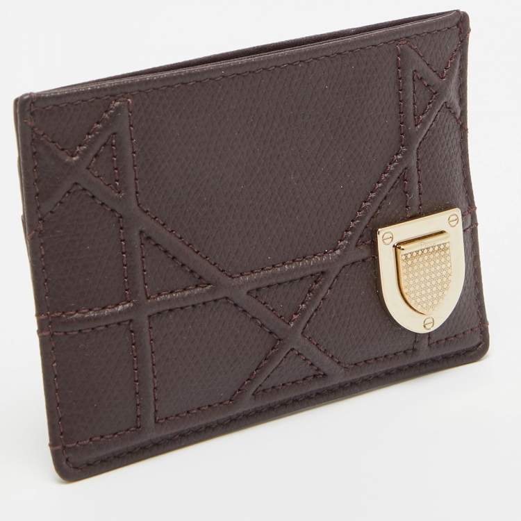 Pre Owned Dior Burgundy Leather Diorama Card Holder