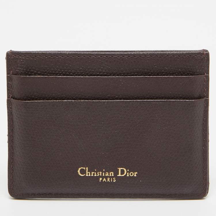 Pre Owned Dior Burgundy Leather Diorama Card Holder