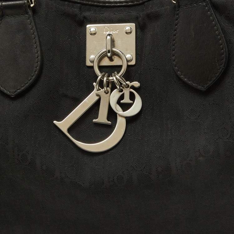 Pre Owned Dior Black Oblique Canvas and Leather Small Tote