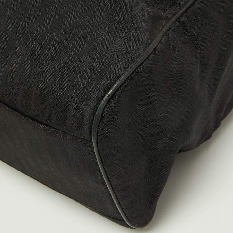 Pre Owned Dior Black Oblique Canvas and Leather Small Tote