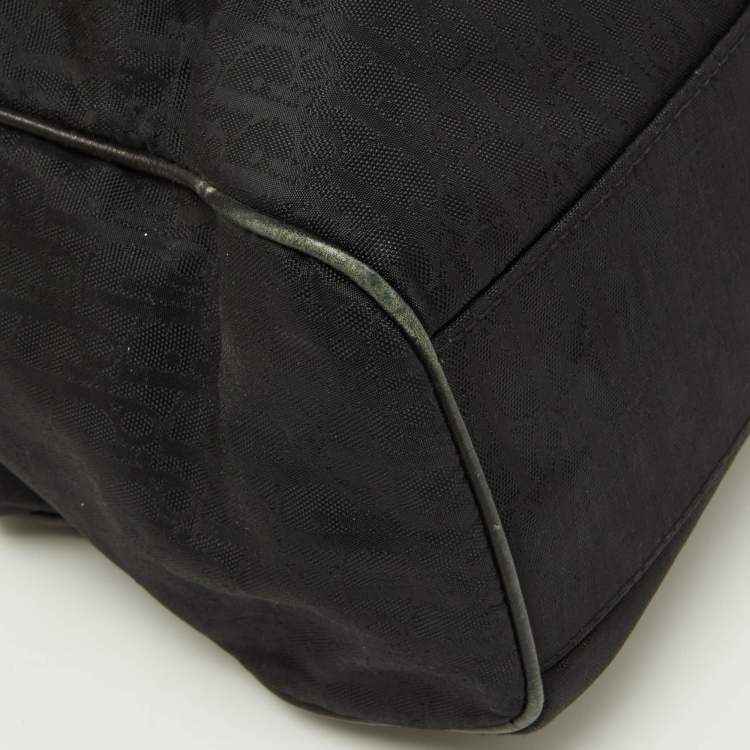 Pre Owned Dior Black Oblique Canvas and Leather Small Tote