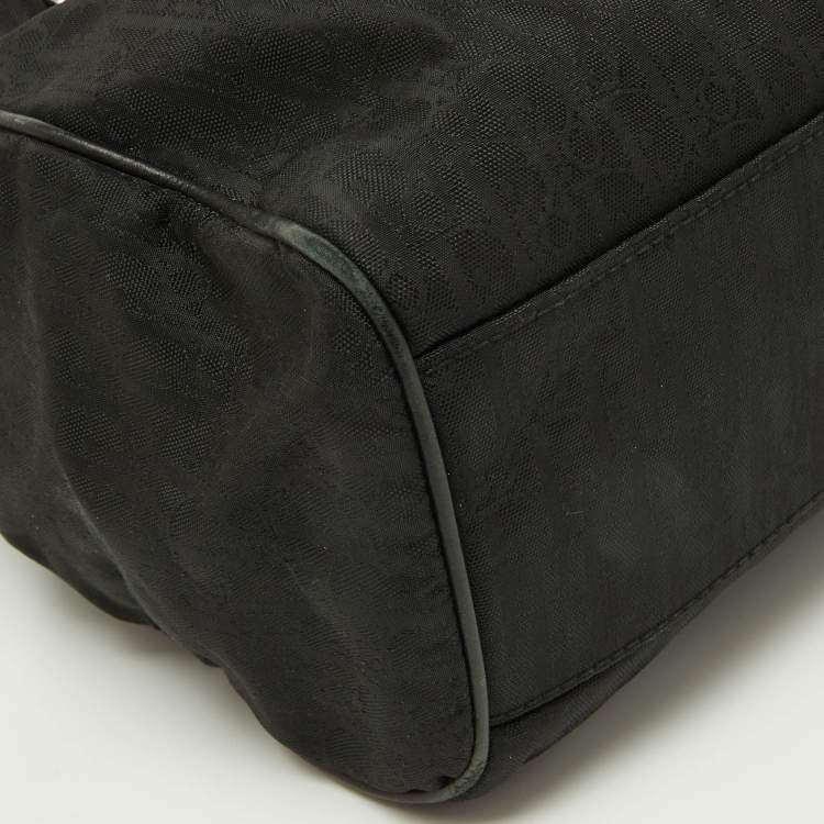 Pre Owned Dior Black Oblique Canvas and Leather Small Tote