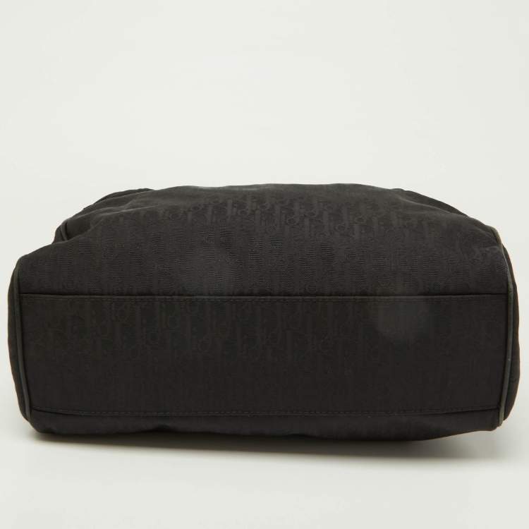 Pre Owned Dior Black Oblique Canvas and Leather Small Tote