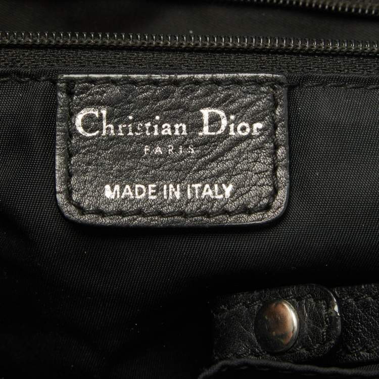 Pre Owned Dior Black Oblique Canvas and Leather Small Tote