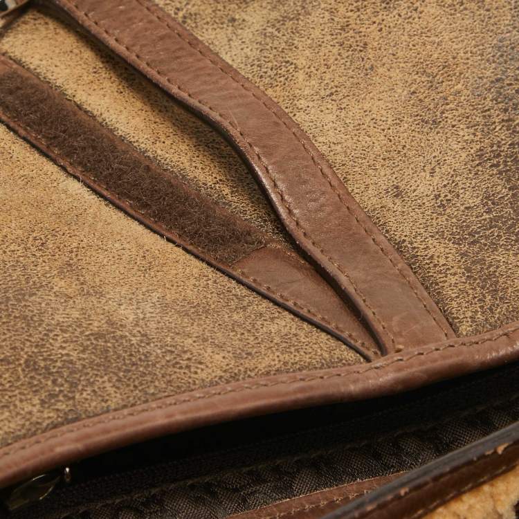 Pre Owned Dior Beige/Brown Shearling and Leather Saddle Bag