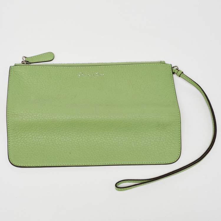 Pre Owned Dior Green Leather Medium Diorissimo Shopper Tote