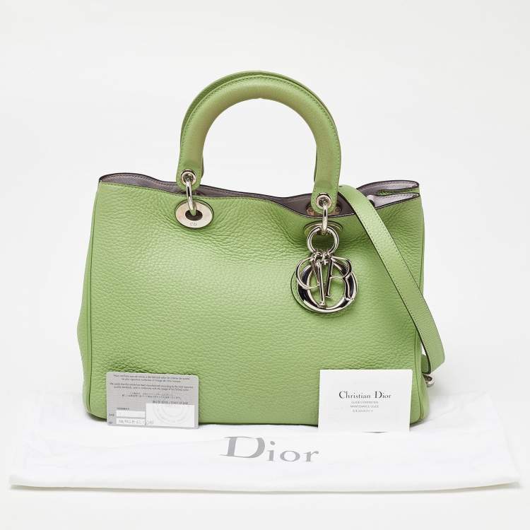 Pre Owned Dior Green Leather Medium Diorissimo Shopper Tote