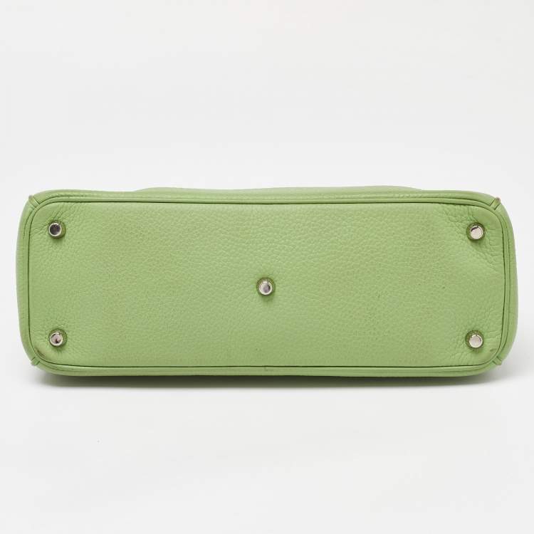 Pre Owned Dior Green Leather Medium Diorissimo Shopper Tote