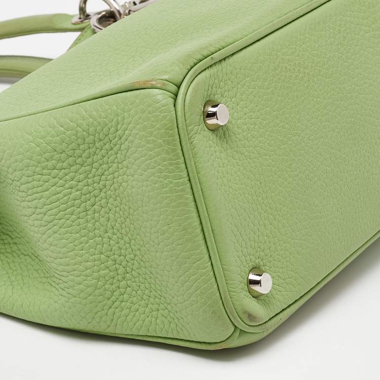 Pre Owned Dior Green Leather Medium Diorissimo Shopper Tote