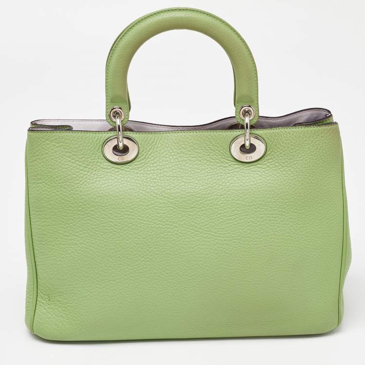 Pre Owned Dior Green Leather Medium Diorissimo Shopper Tote