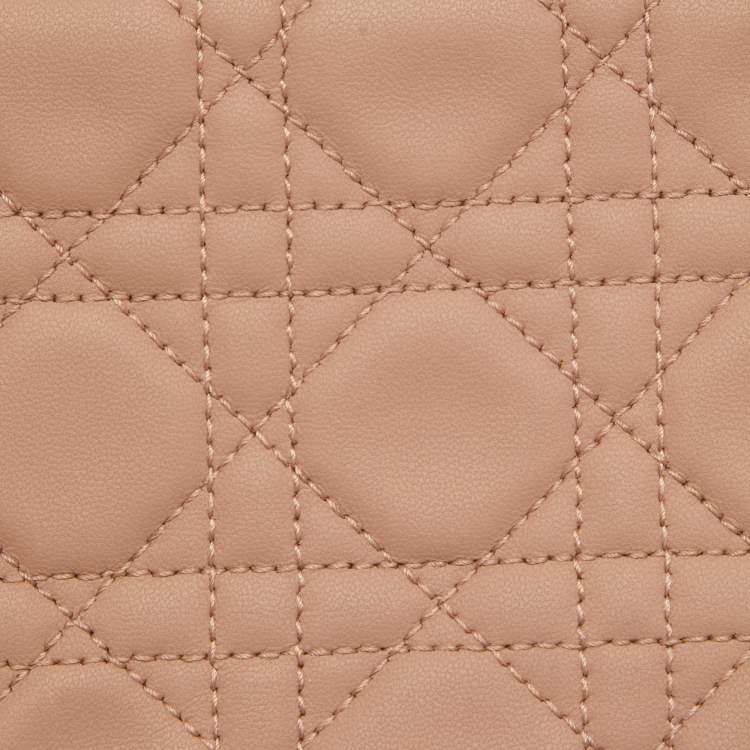 Pre Owned Dior Dusty Pink Cannage Leather Lady Dior Zip Pouch