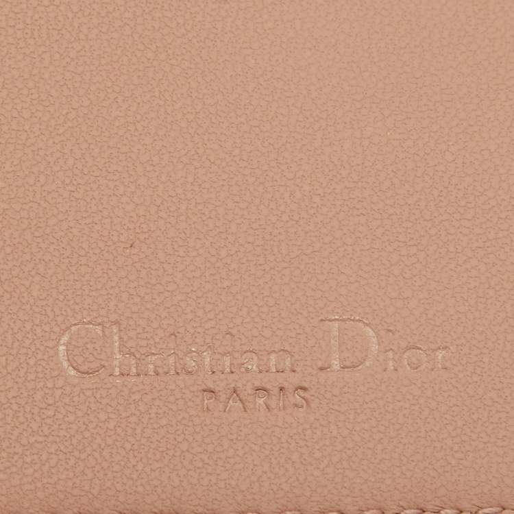 Pre Owned Dior Dusty Pink Cannage Leather Lady Dior Zip Pouch