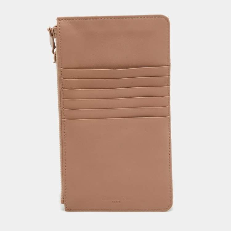 Pre Owned Dior Dusty Pink Cannage Leather Lady Dior Zip Pouch