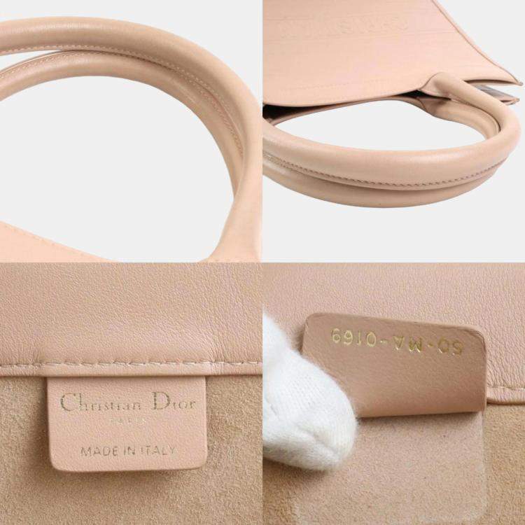 Pre Owned Dior Pink Leather Embossed Book Tote Bag