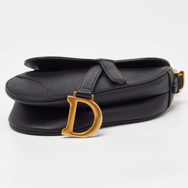 Pre Owned Dior Black Leather Mini Saddle Bag