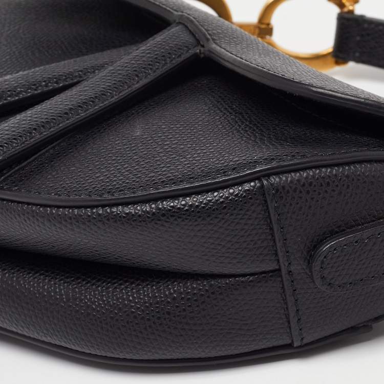 Pre Owned Dior Black Leather Mini Saddle Bag