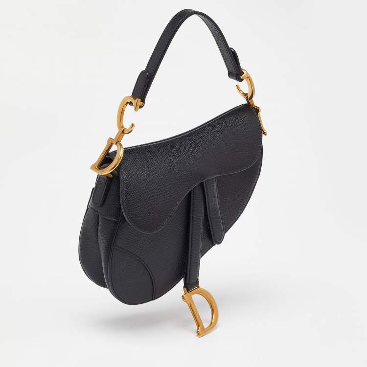 Pre Owned Dior Black Leather Mini Saddle Bag