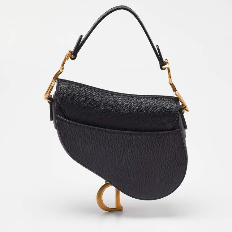 Pre Owned Dior Black Leather Mini Saddle Bag
