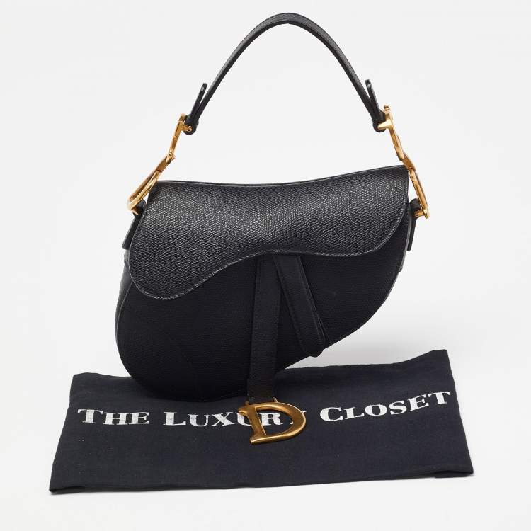 Pre Owned Dior Black Leather Mini Saddle Bag