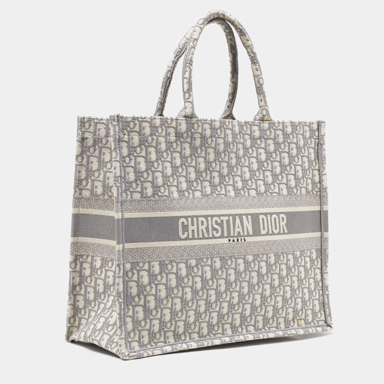 Pre Owned Dior Grey Oblique Canvas Large Book Tote 