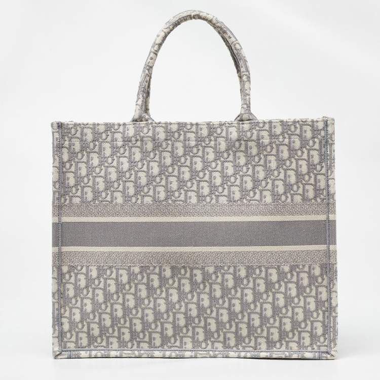 Pre Owned Dior Grey Oblique Canvas Large Book Tote 