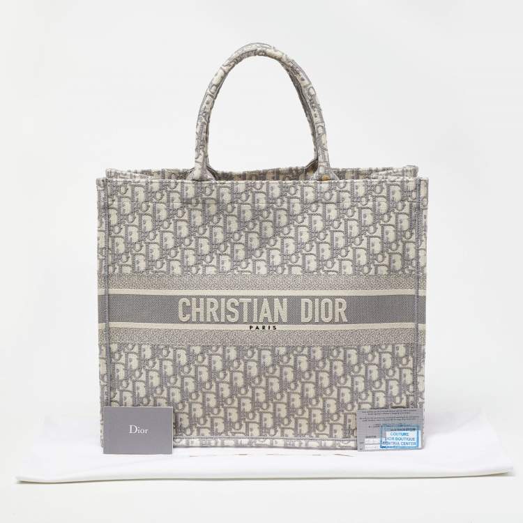Pre Owned Dior Grey Oblique Canvas Large Book Tote 