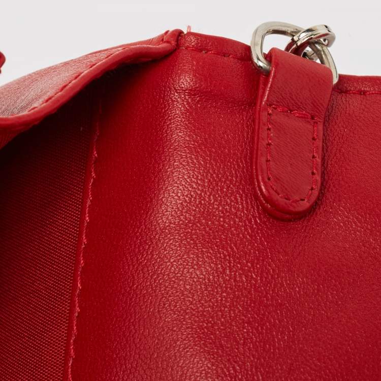 Pre Owned Dior Red Cannage Leather Lady Dior Chain Clutch